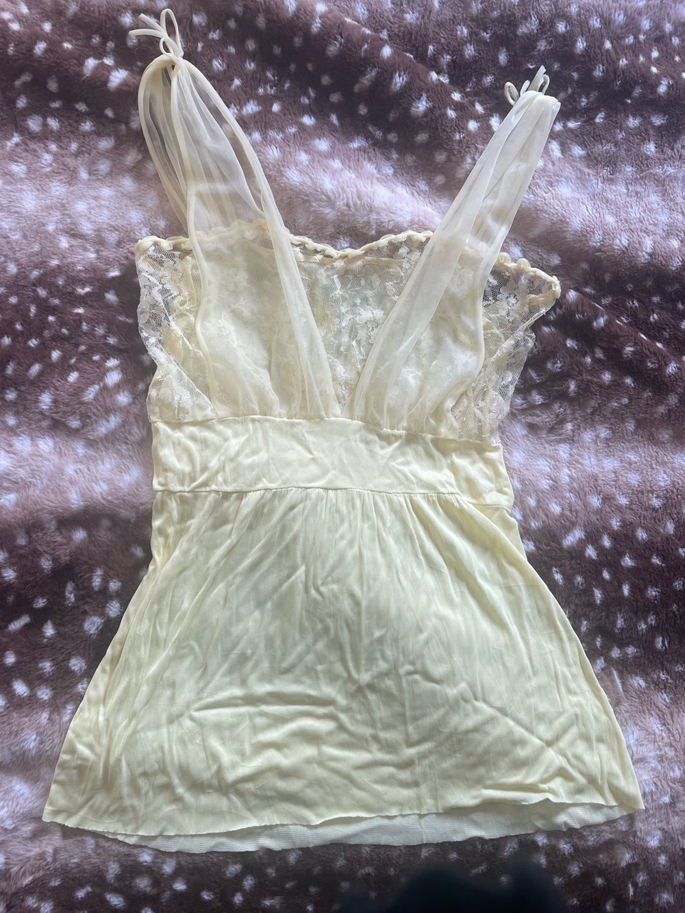 Vintage yellow lingerie babydoll lace top